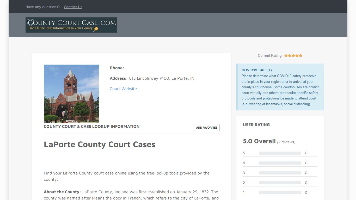 LaPorte County | County Court Case Search & Lookup | CountyCourtCase ...